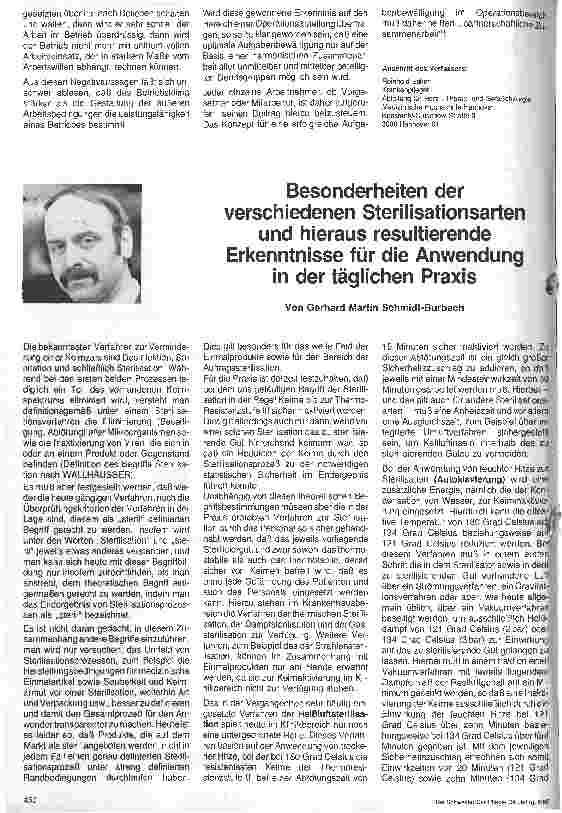 Vorschauseite 1: Besonderheiten der verschiedenen Sterilisationsarbeiten und hieraus resultierende Erkenntnisse für die Anwendung in der täglichen Praxis