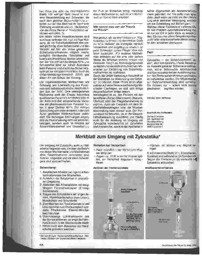 Vorschauseite 4: Zytostatika - ein Sicherheitsrisiko