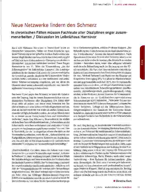 Vorschauseite 1: Neue Netzwerke lindern den Schmerz