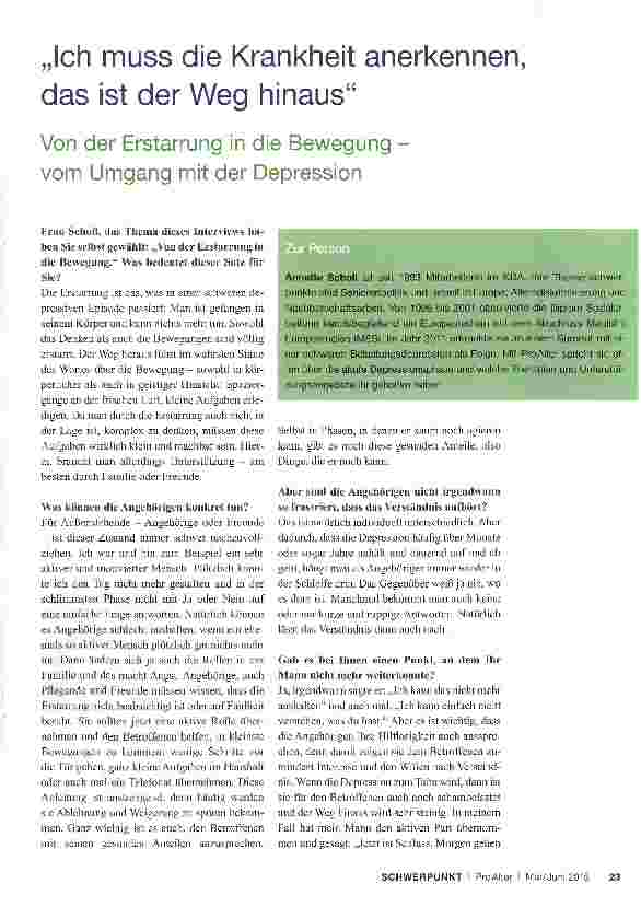Vorschauseite 1: „Ich muss die Krankheit anerkennen, das ist der Weg hinaus Von der Erstarrung in die Bewegung -vom Umgang mit der Depression