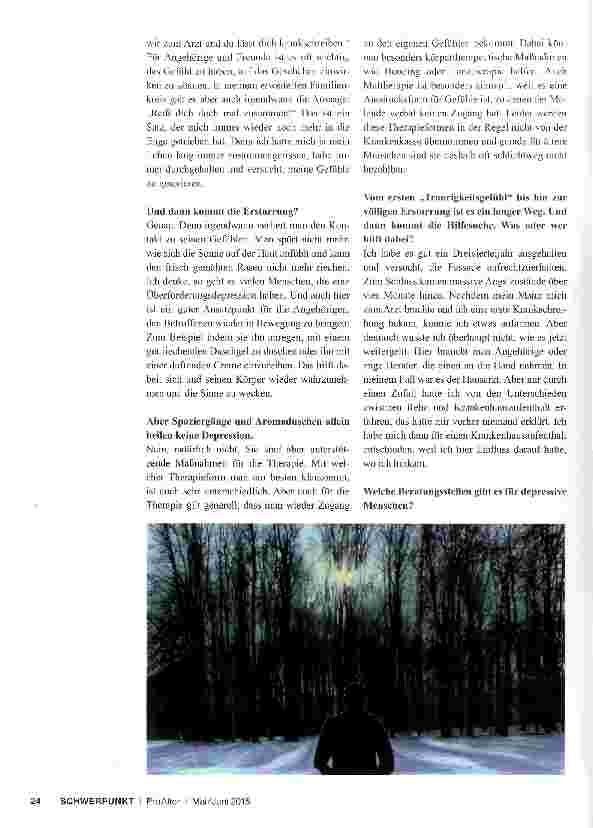 Vorschauseite 2: „Ich muss die Krankheit anerkennen, das ist der Weg hinaus Von der Erstarrung in die Bewegung -vom Umgang mit der Depression