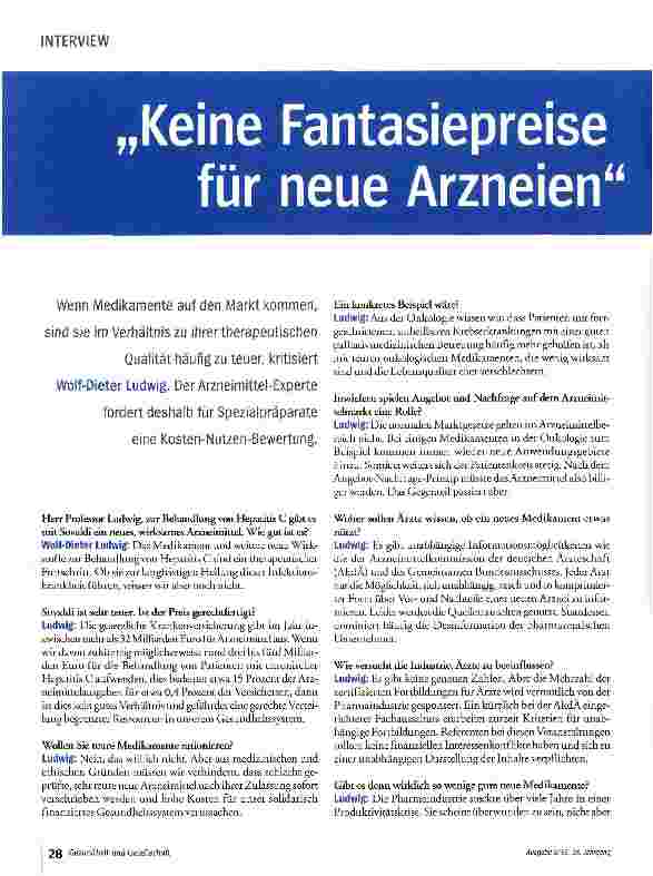 Vorschauseite 1: Keine Fantasiepreise für neue Arzneien