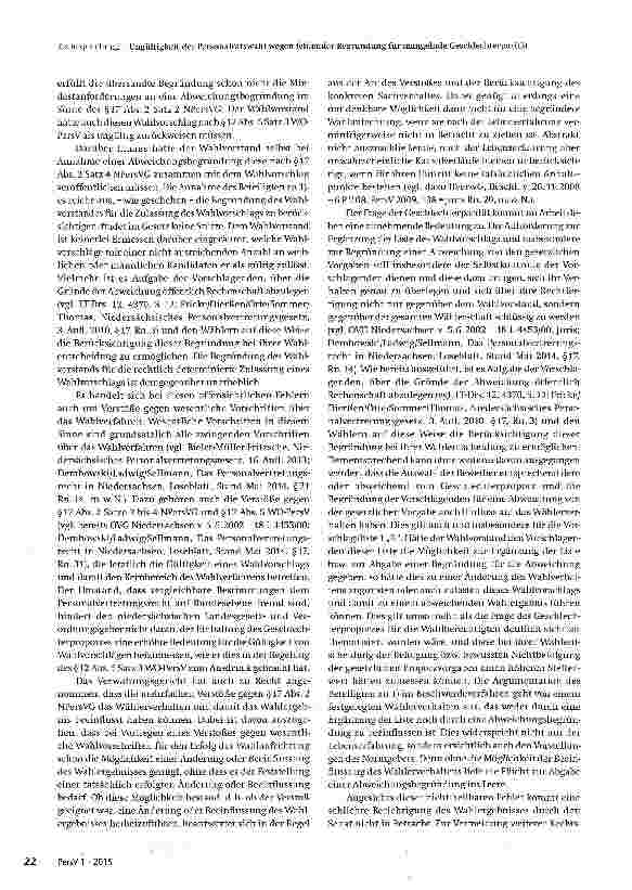 Vorschauseite 4: Ungültigkeit der Personalratswahl wegen fehlender Begründung für mangelnde Geschlechterparität