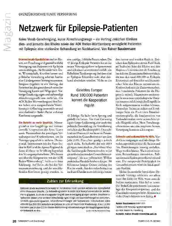 Vorschauseite 1: Netzwerk für Epilepsie-Patienten