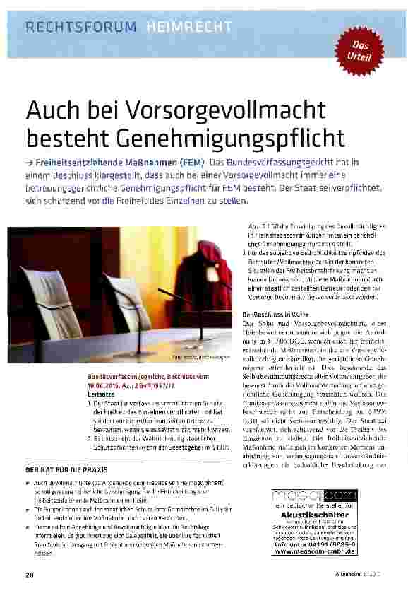 Vorschauseite 1: Auch bei Vorsorgevollmacht besteht Cenehmigungspflicht
