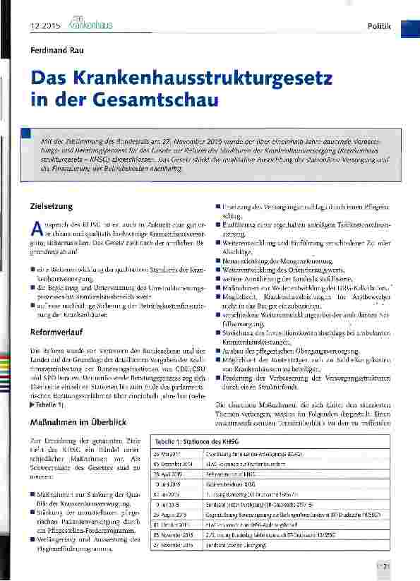 Vorschauseite 1: Das Krankenhausstrukturgesetz in der Gesamtschau