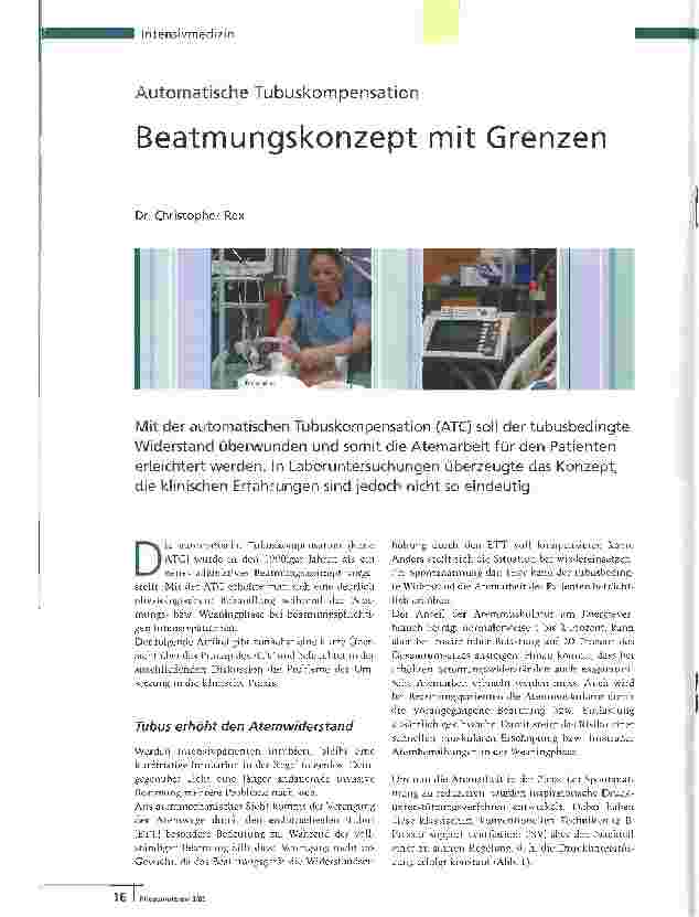 Vorschauseite 1: Automatische TubuskompensationBeatmungskonzept mit Grenzen
