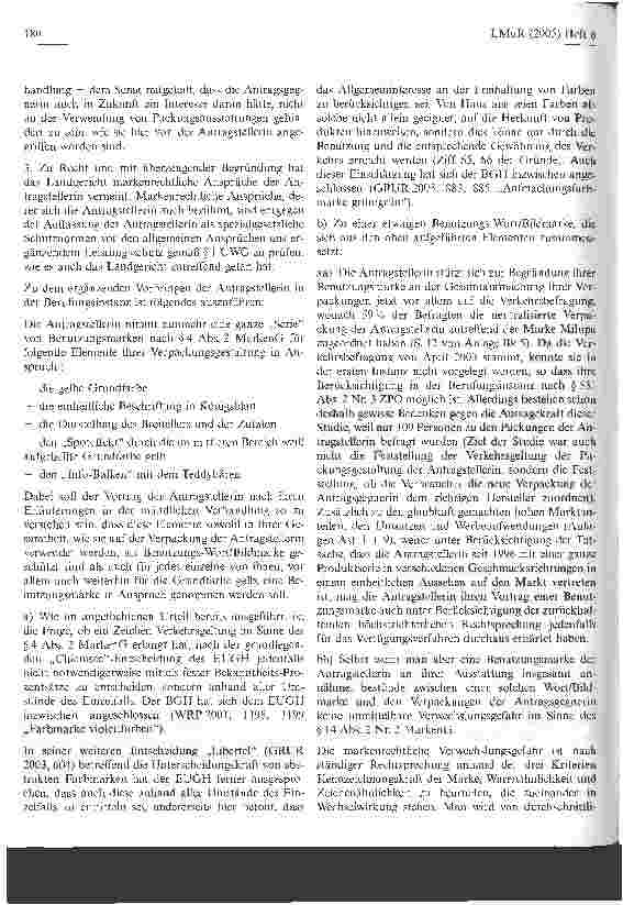 Vorschauseite 3: Gelb als BenutzungsmarkeHanseatisches Oberlandesgericht, Urteil vom 3. Dezember 2003, 5 U 36/03 (rechtskräftig)