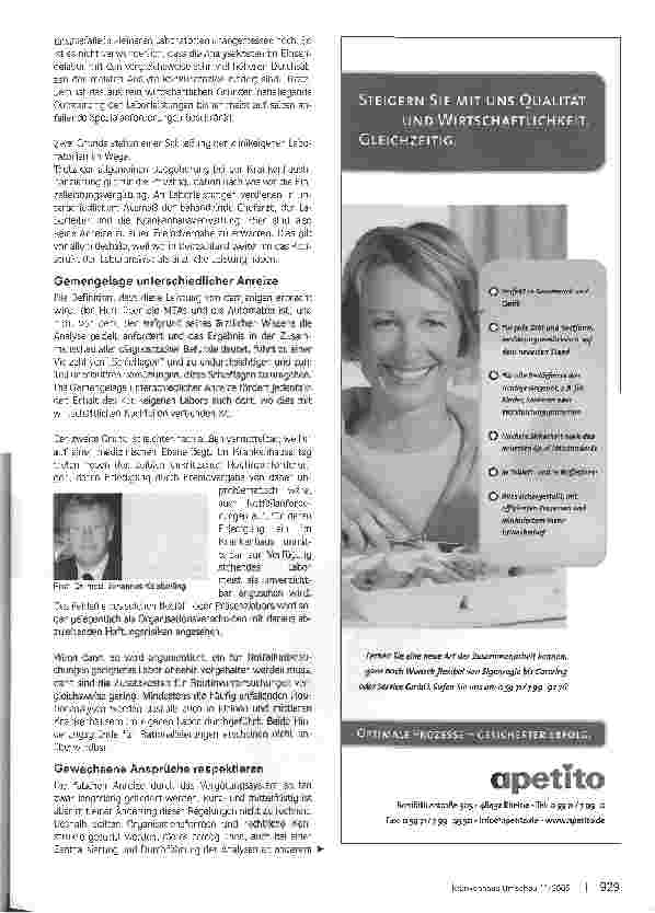 Vorschauseite 2: Labor im ÜbergangAnalytik am Patientenbett, kombiniert mit einem externen Zentrallabor