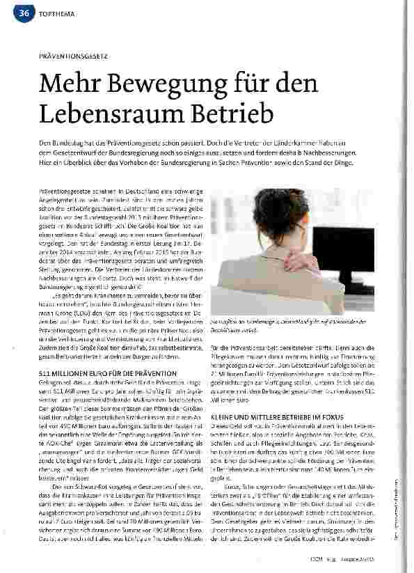 Vorschauseite 1: Mehr Bewegung für den Lebensraum Betrieb