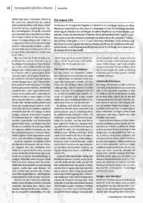 Vorschauseite 2: Die innere Uhr und guter Schlaf