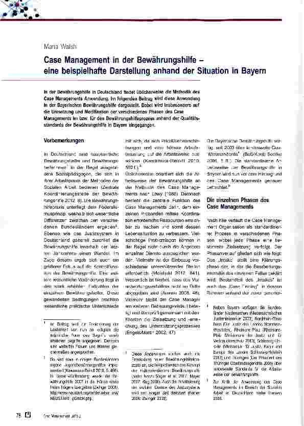 Vorschauseite 1: Case Management in der Bewährungshilfe - eine beispielhafte Darstellung anhand der Situation in Bayern