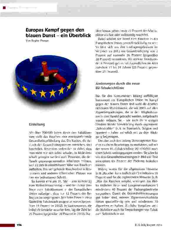 Vorschauseite 1: Europas Kampf gegen den blauen Dunst - ein Überblick