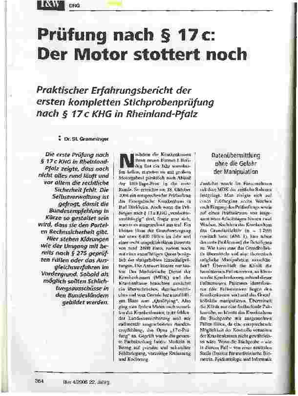 Vorschauseite 1: Prüfung nach § 17 c: Der Motor stottert noch