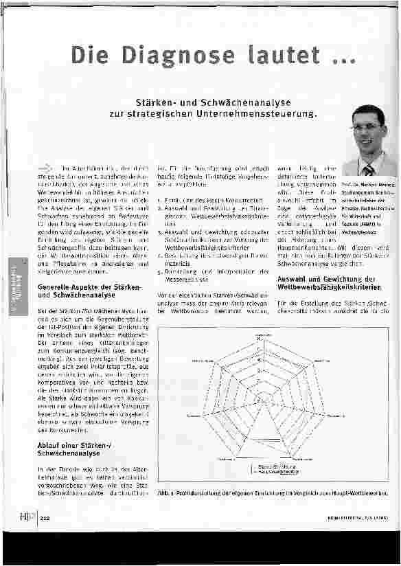 Vorschauseite 1: Die Diagnose lautet. .. Stärkenund Schwächenanalyse zur strategischen Unternehmenssteuerung