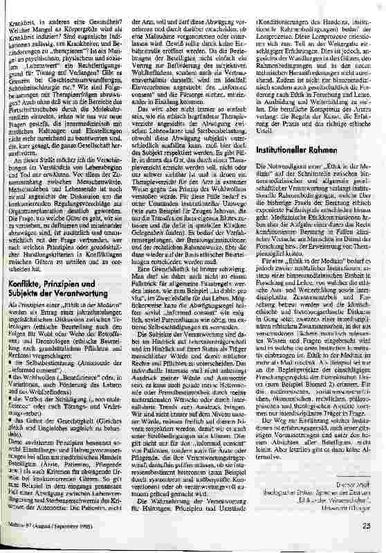 Vorschauseite 3: Die Last der Verantwortung Ethische Fragestellungen in der Medizin