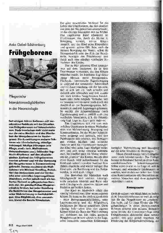 Vorschauseite 1: Frühgeborene Pflegerische Interaktionsmöglichkeiten in der Neonatologie