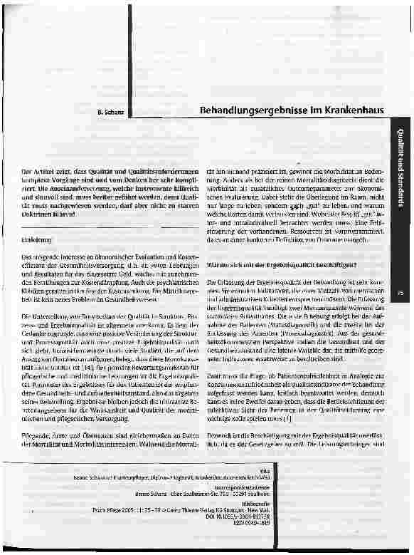 Vorschauseite 1: Behandlungsergebnisse im Krankenhaus