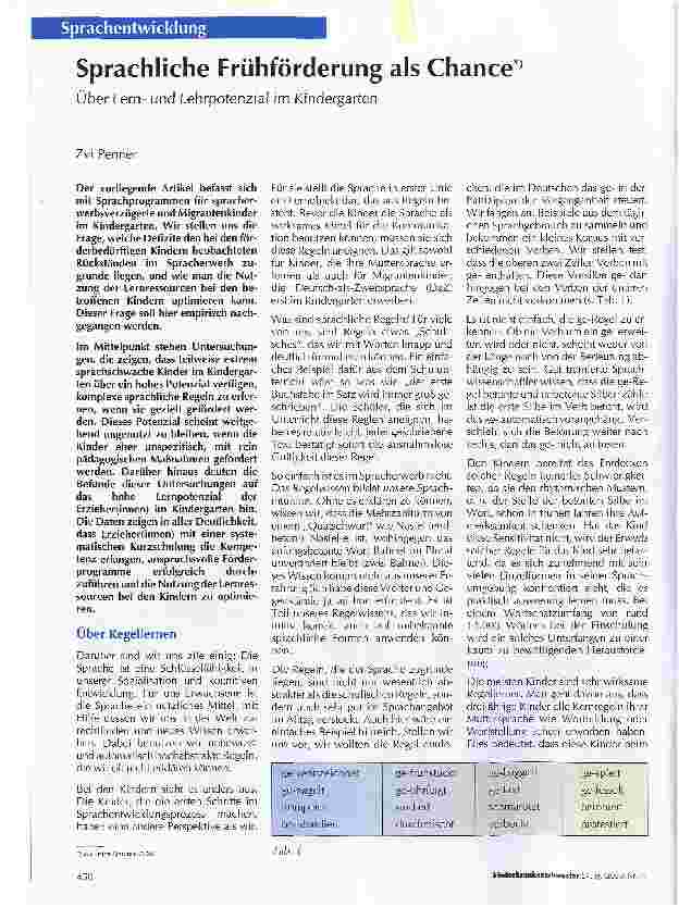 Vorschauseite 1: Sprachliche Frühförderung als ChanceÜber Lernund Lehrpotenzial im Kindergarten