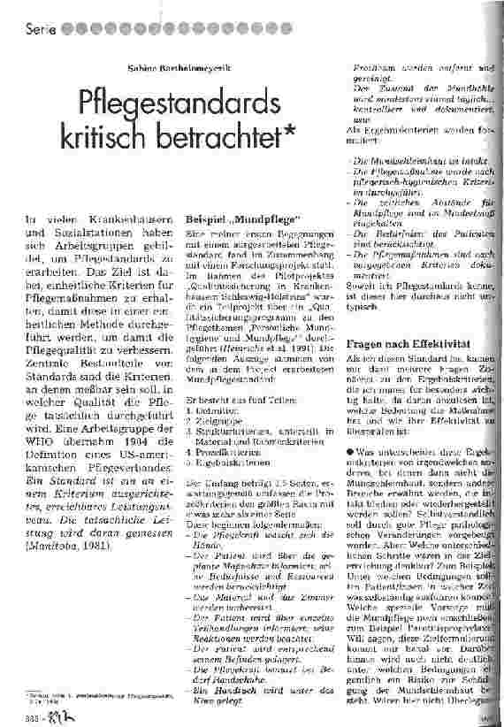 Vorschauseite 1: Pflegestandards kritisch betrachtet