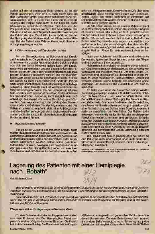 Vorschauseite 2: Pflege von Patienten mit Apoplex unter besonderer Berücksichtigung von Kompensationsmöglichkeiten