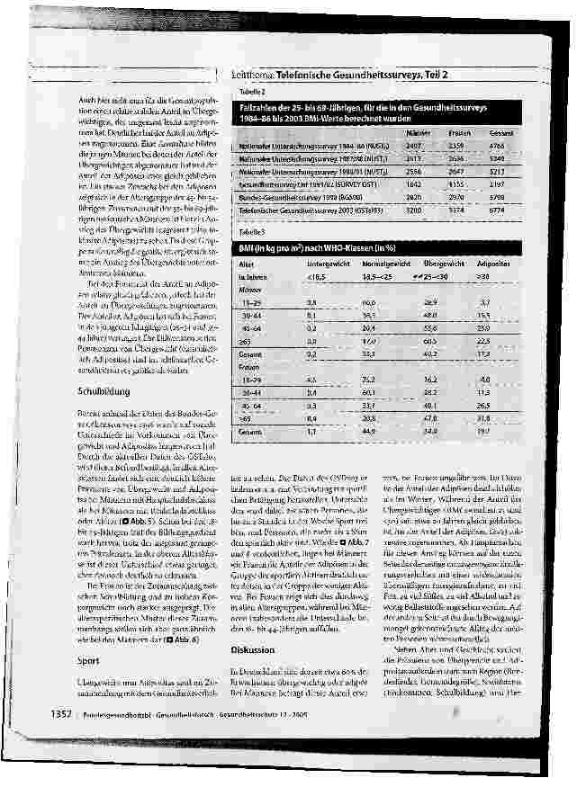 Vorschauseite 5: Übergewicht und Adipositas in Deutschland 1984-2003