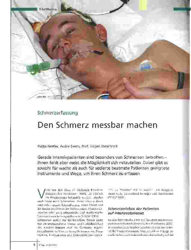 Vorschauseite 1: SchmerzerfassungDen Schmerz messbar machen