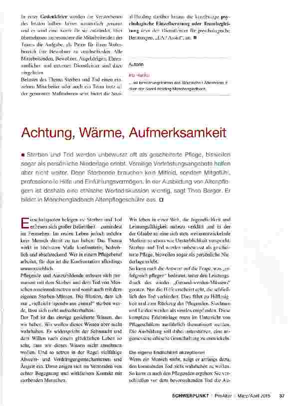 Vorschauseite 1: Achtung, Wärme, Aufmerksamkeit