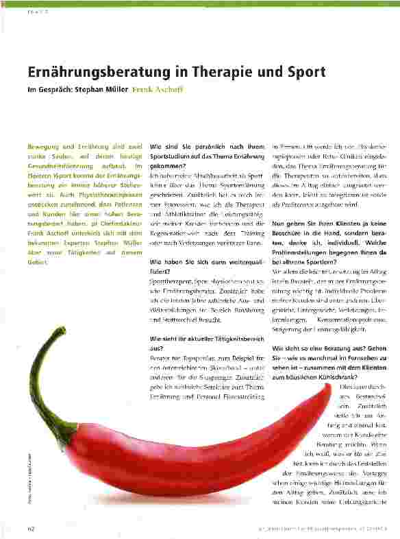 Vorschauseite 1: Ernährungsberatung in Therapie und Sport