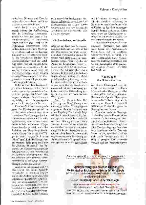 Vorschauseite 2: ENTLASSMANAGEMENT: KLINIKEN PROFITIEREN