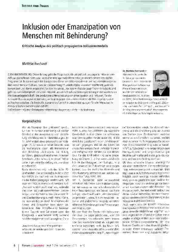 Vorschauseite 1: Inklusion oder Emanzipation von Menschen mit Behinderung?