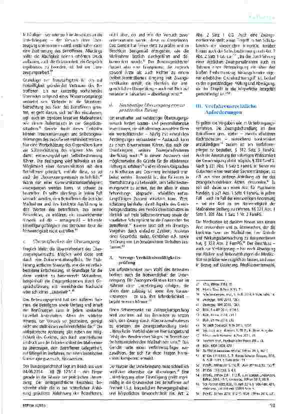 Vorschauseite 3: Zu den Zulässigkeitsvoraussetzungen der Einwilligung des Betreuers in eine ärztliche Zwangsmaßnahme, § 1906 Abs. 3 BGB