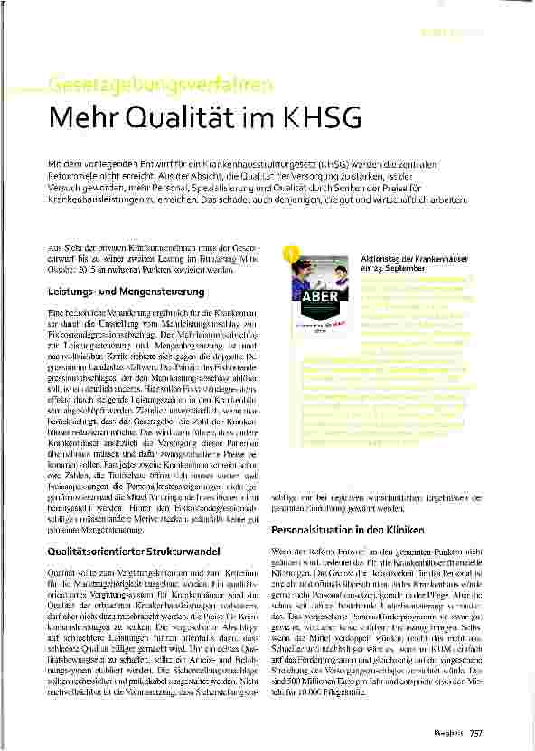 Vorschauseite 1: Mehr Qualität im KHSG