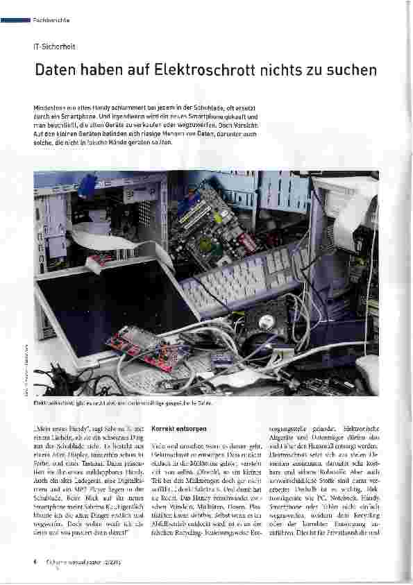 Vorschauseite 1: Daten haben auf Elektroschrott nichts zu suchen
