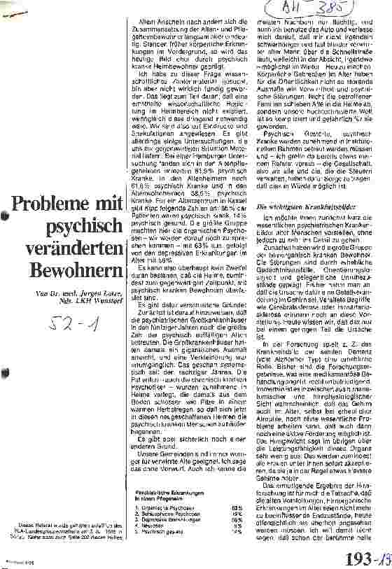 Vorschauseite 1: Probleme mit psychisch veränderten Bewohnern