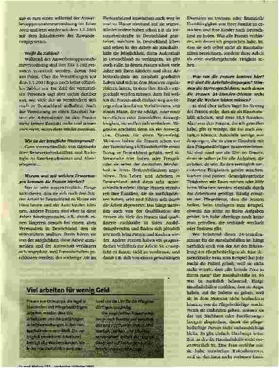 Vorschauseite 2: Hauptsache nicht ins Heim?Osteuropäische Haushaltshilfen als Pflegekräfte