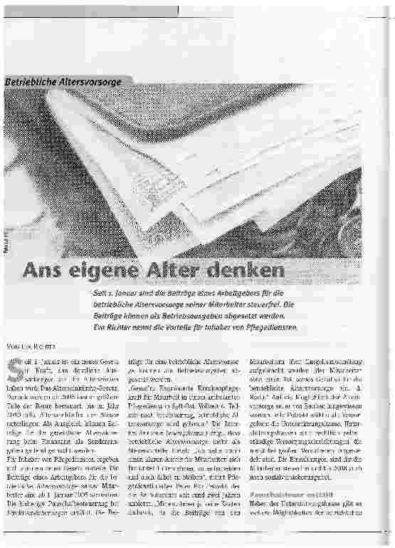 Vorschauseite 1: Ans eigene Alter denkenBetriebliche Altersvorsorge