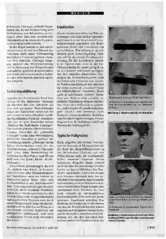 Vorschauseite 2: Ästhetische Chirurgie: Qualitätssicherung dringend erforderlich