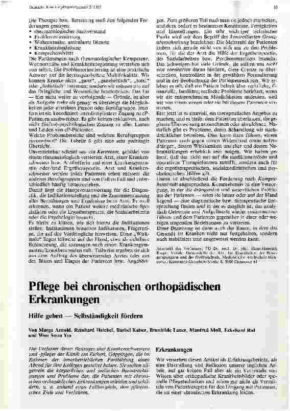 Vorschauseite 4: Chronische rheumatische Erkrankungen Überlegungen zur komprehensiven Betreuung
