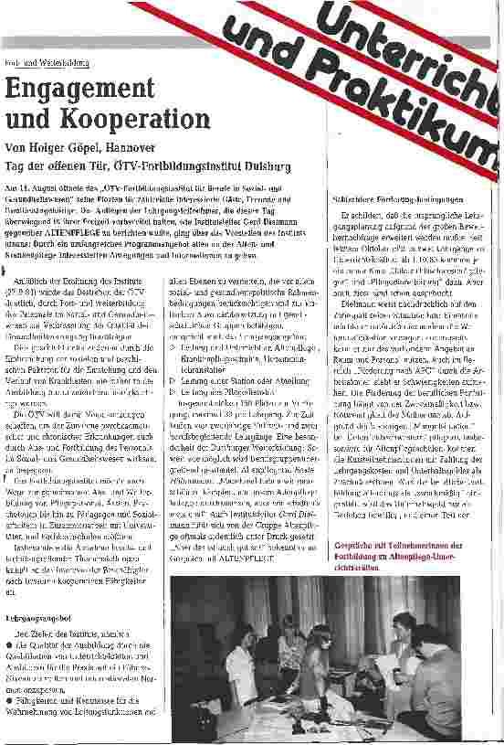 Vorschauseite 1: Engagement und Kooperation Tag der offenen Tür, ÖTV- Fortbildungsinstitut Duisburg