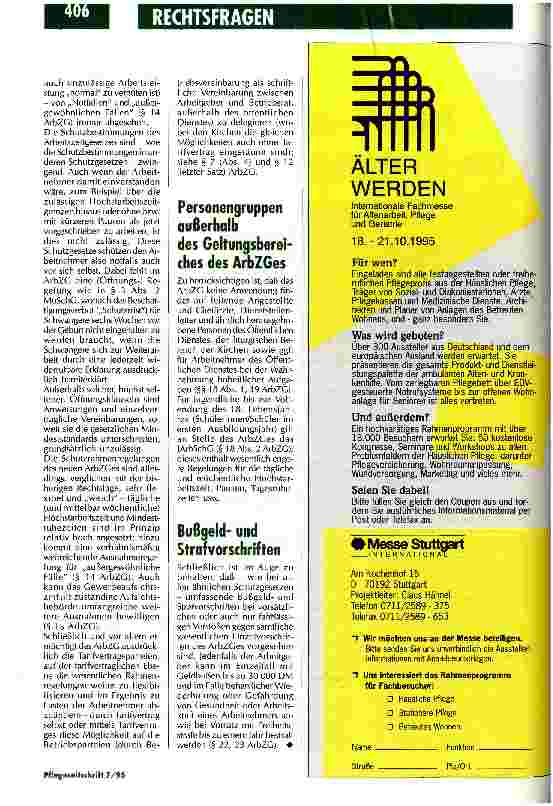 Vorschauseite 2: Einige Erläuterungen zum Krankenhausbereich Arbeitszeitgesetz 1994