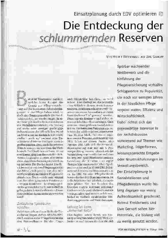 Vorschauseite 1: Die Entdeckung der schlummernden Reserven Einsatzplanung durch EDV optimieren