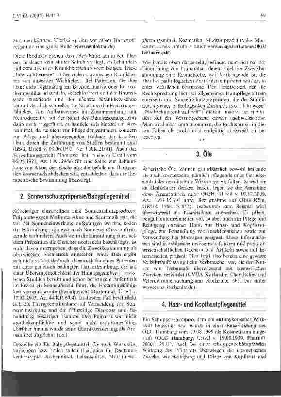Vorschauseite 4: Abgrenzung Arzneimittel - Kosmetikum bei Hautpflegepräparaten