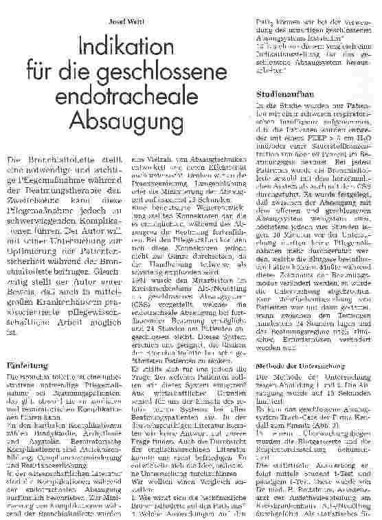Vorschauseite 1: Indikation für die geschlossene endotracheale Absaugung