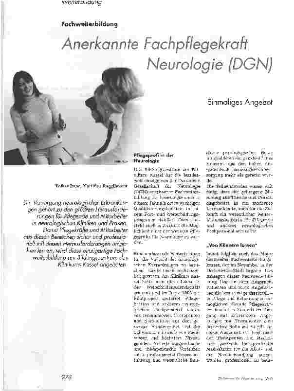 Vorschauseite 1: Anerkannte Fachpflegekraft Neurologie (DGN)