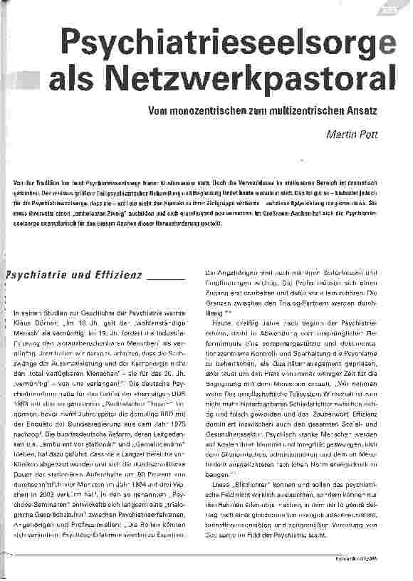 Vorschauseite 1: Psychiatrieseelsorge als Netzwerkpastoral