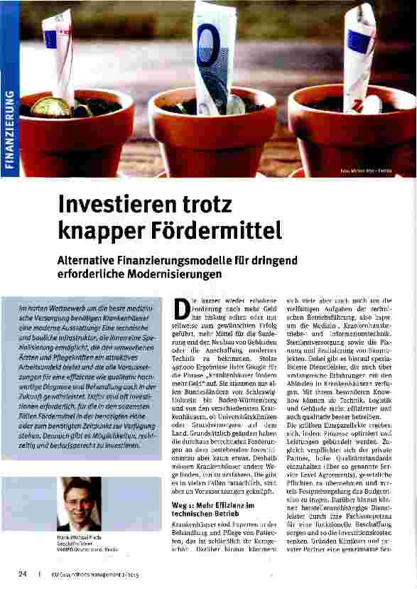 Vorschauseite 1: Investieren trotz knapper Fördermittel