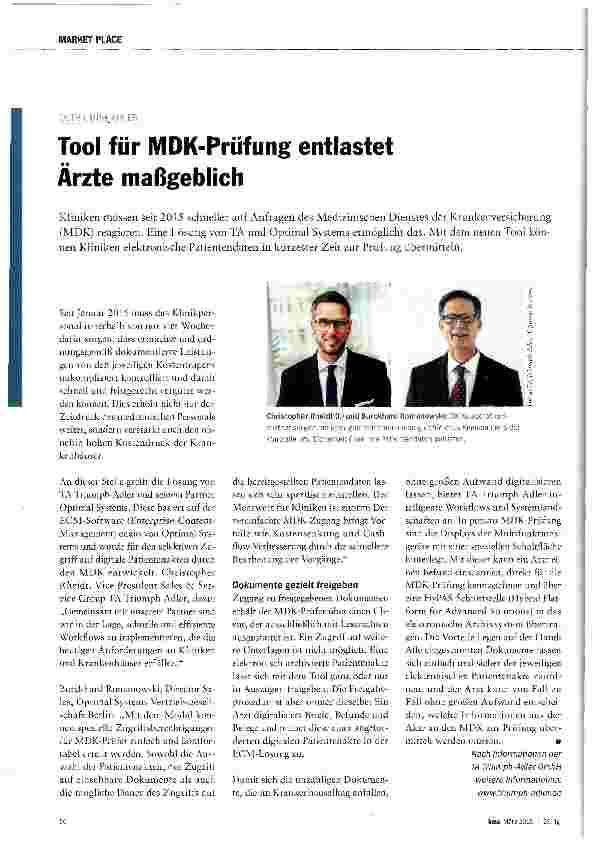 Vorschauseite 1: Tool für MDK-Prüfung entlastet Ärzte maßgeblich