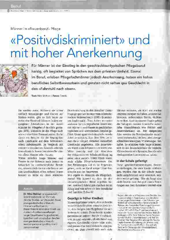 Vorschauseite 1: «Positivdiskriminiert» und mit hoher Anerkennung