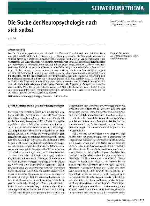 Vorschauseite 1: Die Suche der Neuropsychologie nach sich selbst